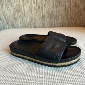 Vince Black Leather Slides Size 9